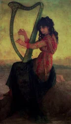 Múza hrající na harfu